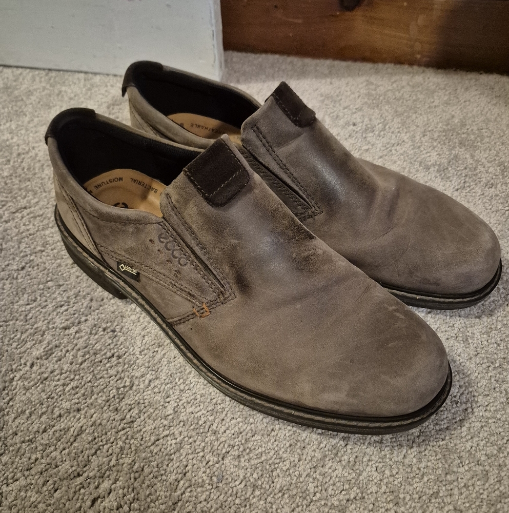 ECCO Turn GTX Slip On Gore-Tex Brown Leather Oxford 44 US Mens Size 10/10.5
